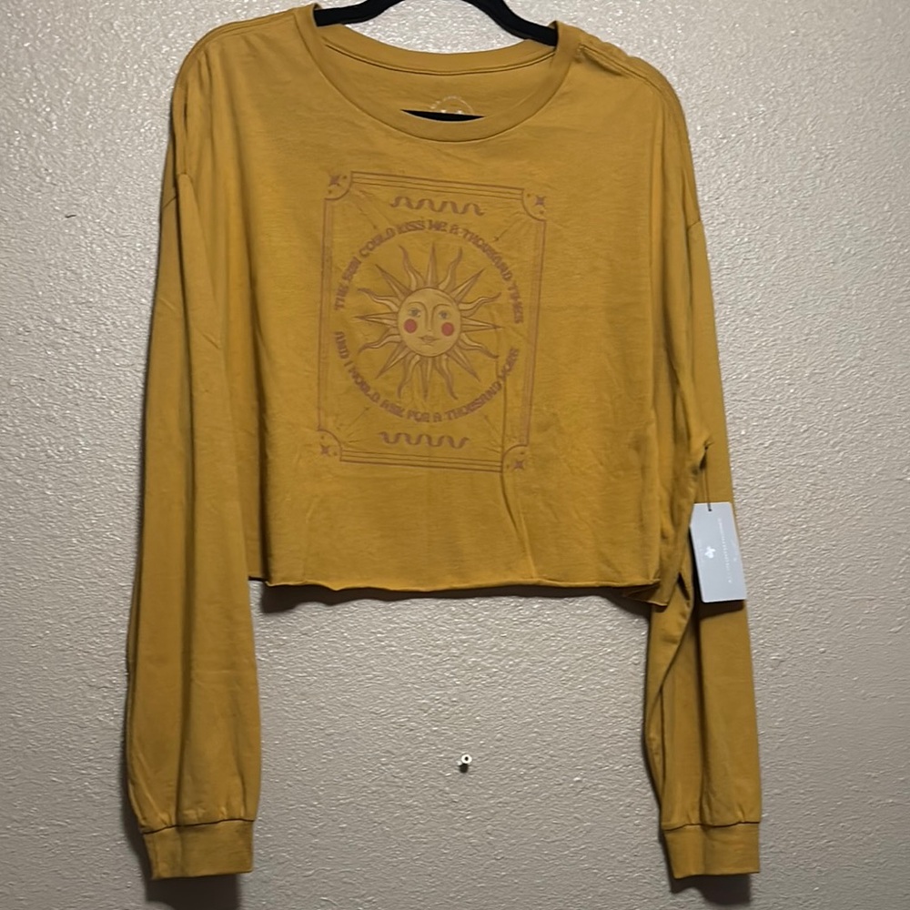 Mustard Yellow Long Sleeve Crop Top